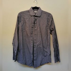 Kenneth Cole Reaction gray black check dress shirt